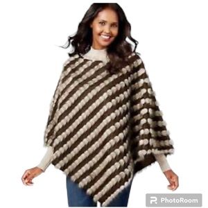 INC International Concepts Brown Faux Fur Lined Poncho Cape with Pocket S/M NWOT